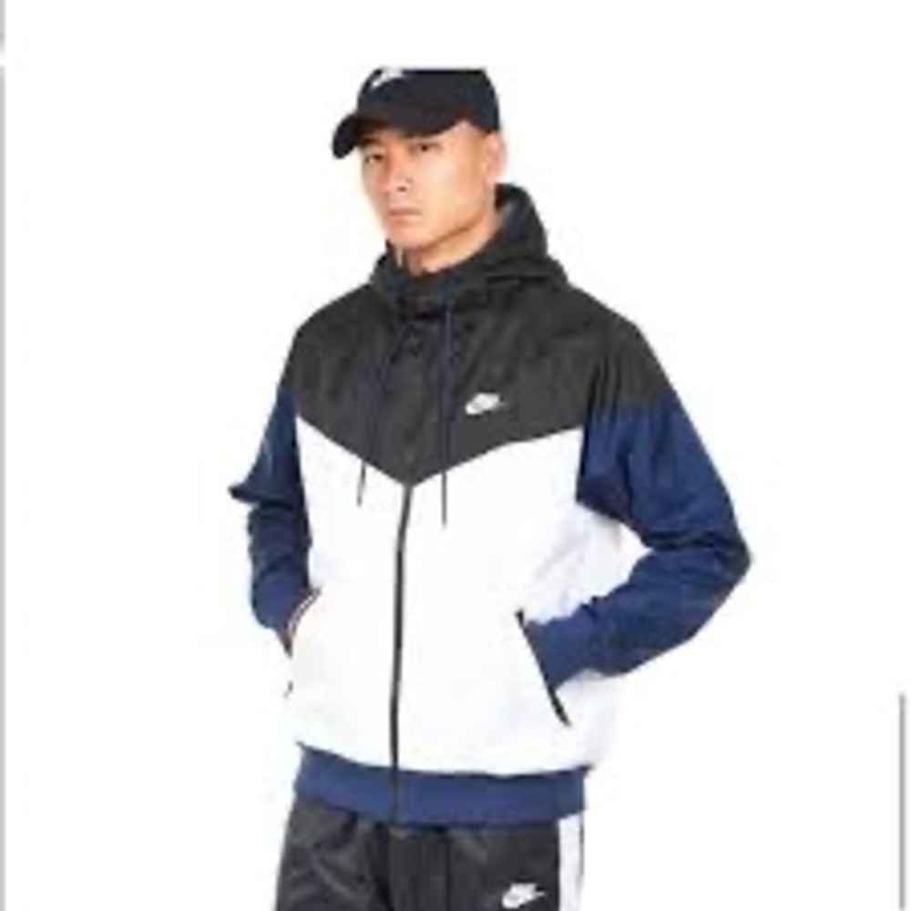 Nike Sportswear Windrunner Hooded Windbreaker Black White Navy Mens S Streetwear